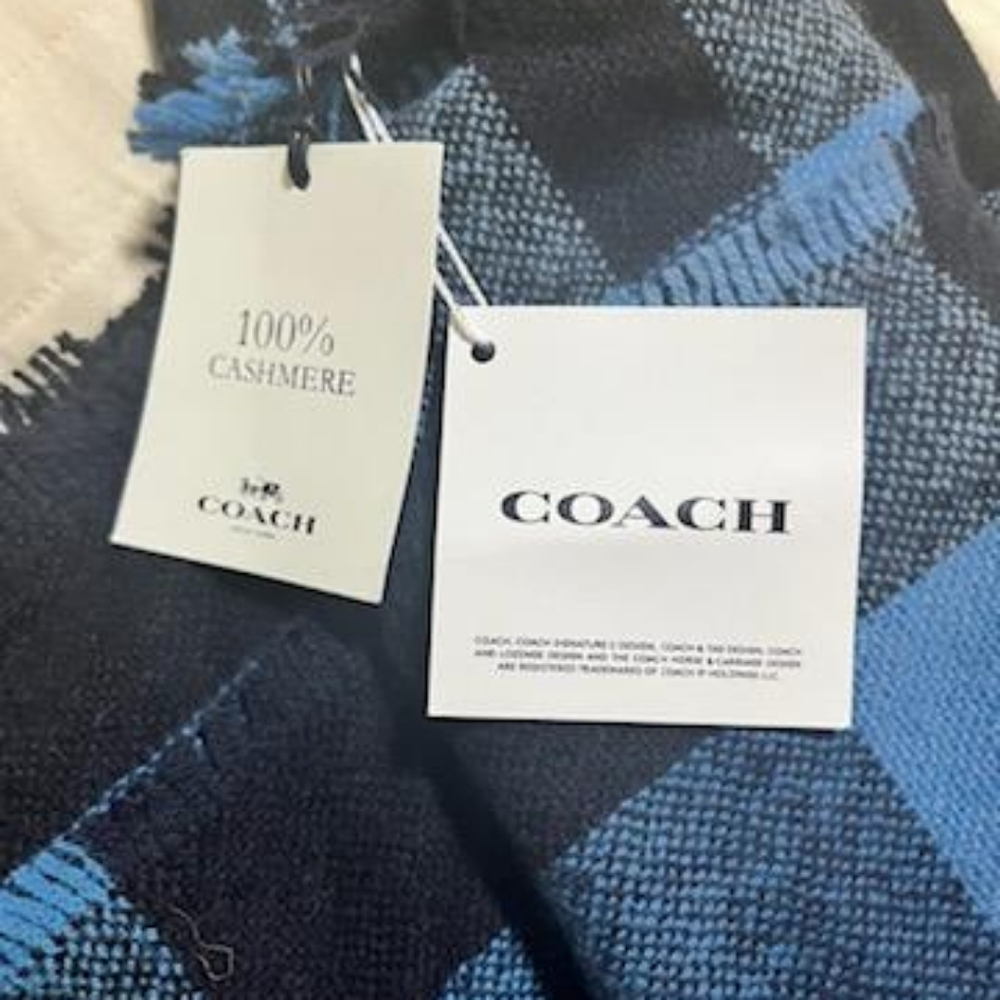 NWT Coach 100% Cashmere Plad Print Oversized Blanket Scarf